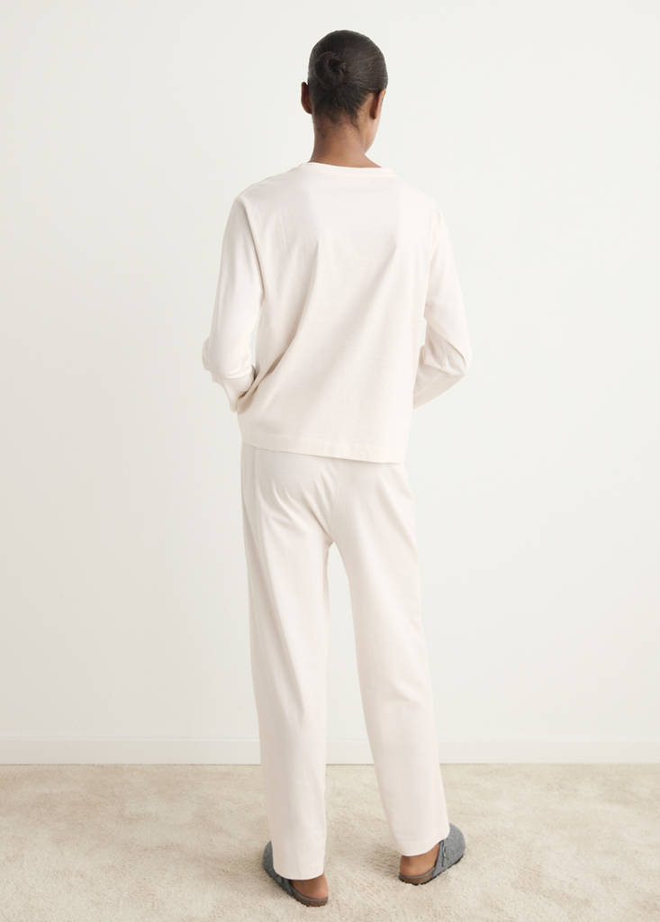 Two-piece plain cotton pyjamas — Vanilla