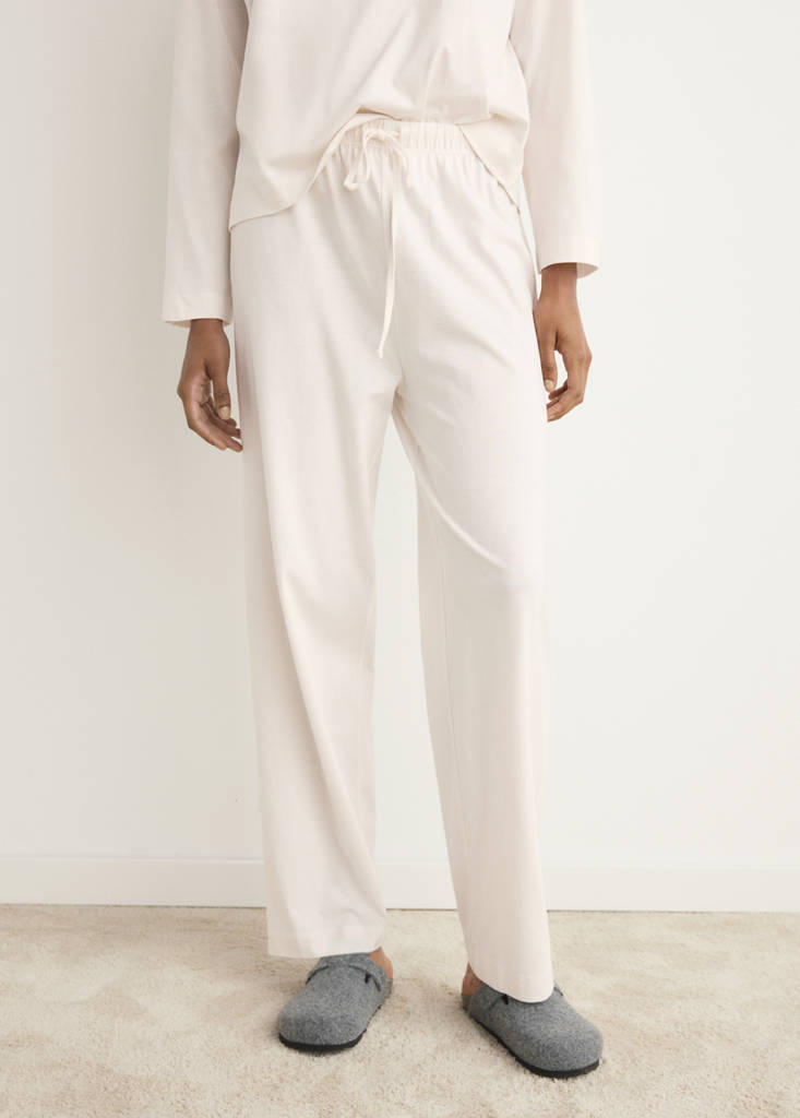 Two-piece plain cotton pyjamas — Vanilla