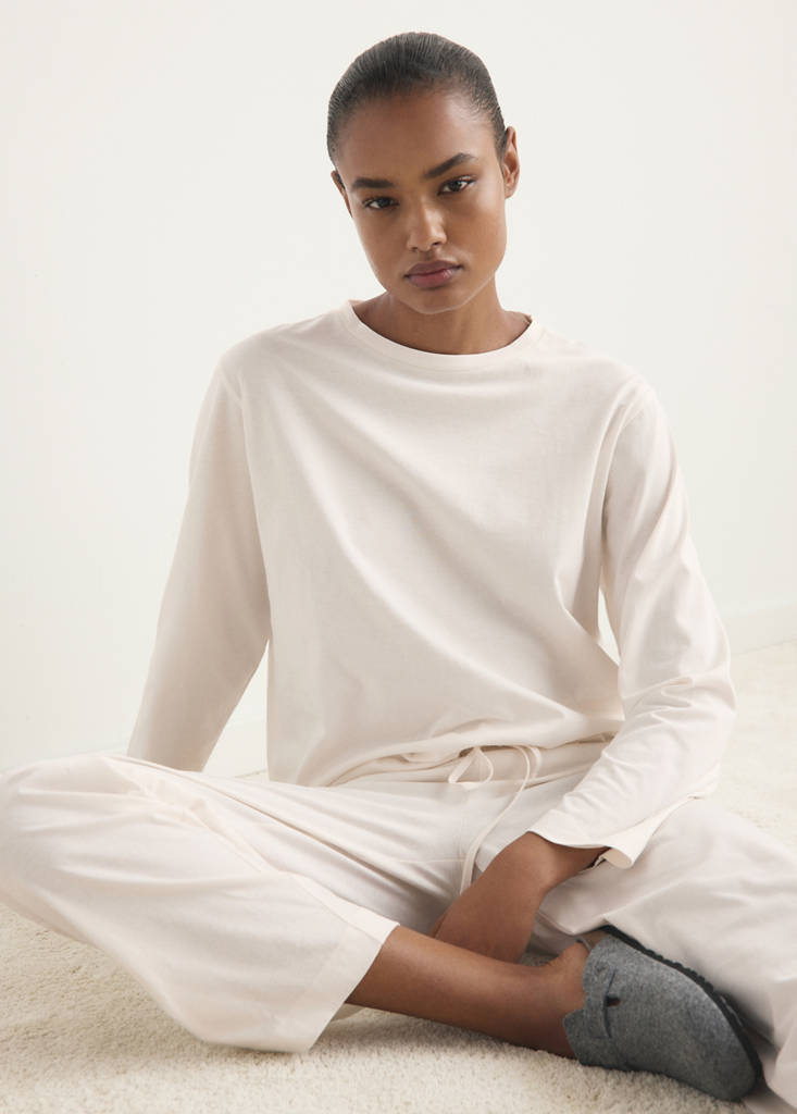 Two-piece plain cotton pyjamas — Vanilla