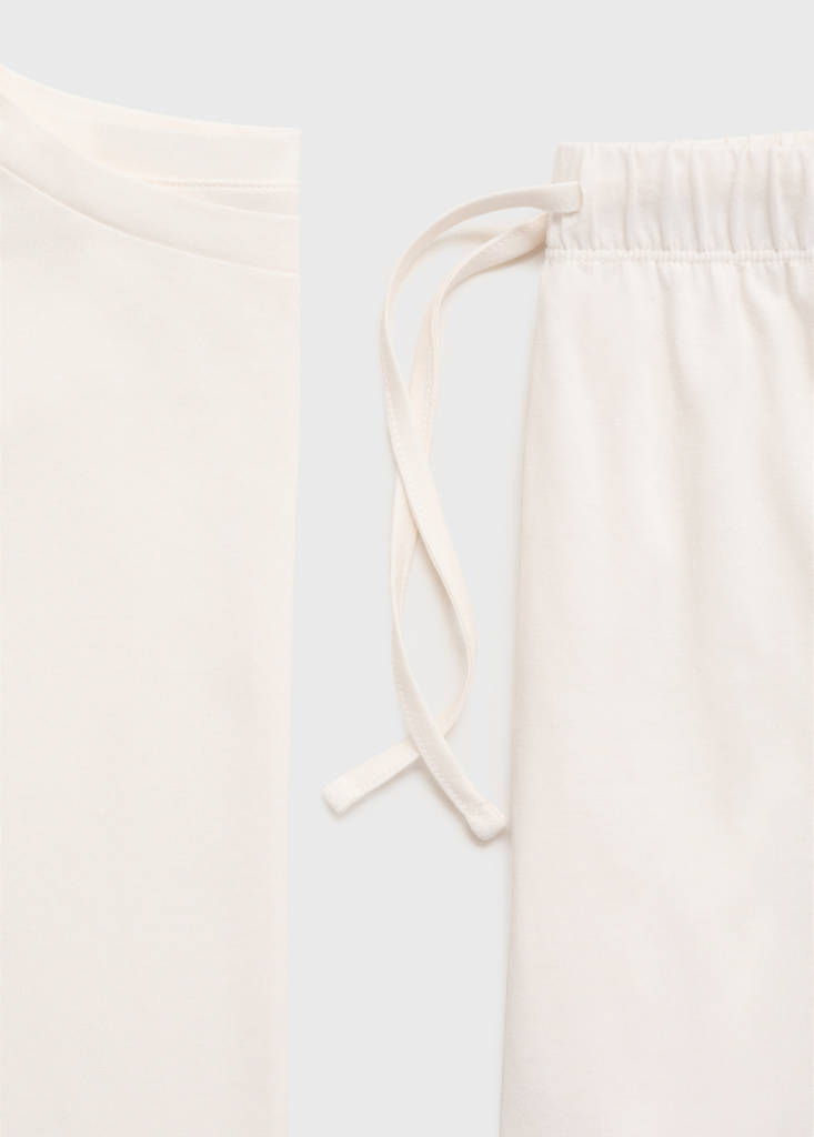 Two-piece plain cotton pyjamas — Vanilla