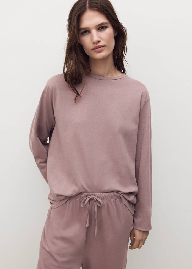 Two-piece plain cotton pajamas
