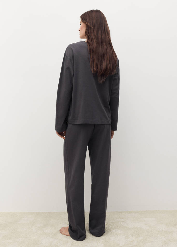 Two-piece plain cotton pyjamas — Charcoal