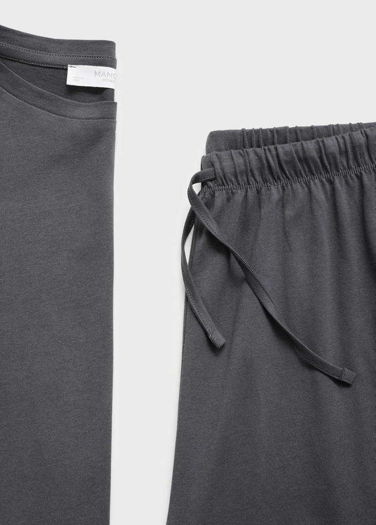 Two-piece plain cotton pyjamas — Charcoal