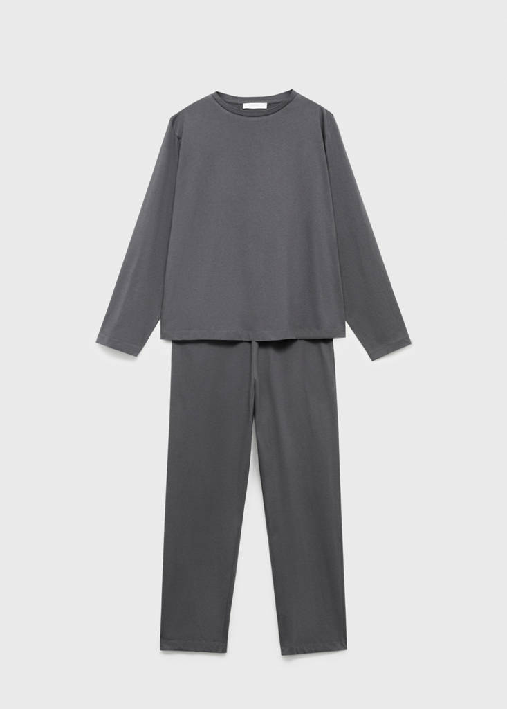 Two-piece plain cotton pyjamas — Charcoal
