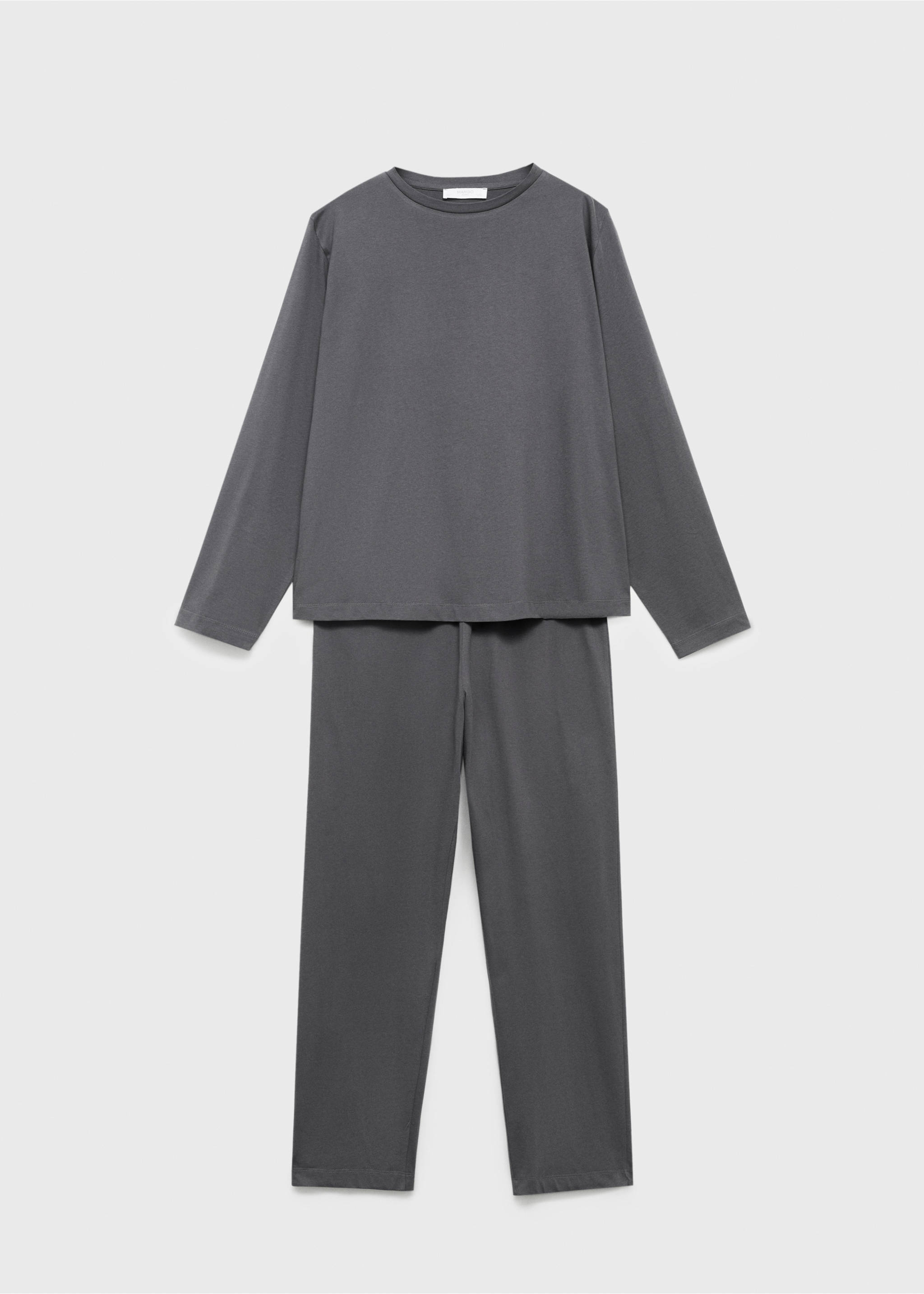 Two-piece plain cotton pyjamas - Article without model, Charcoal. Ref: 17032903-00.