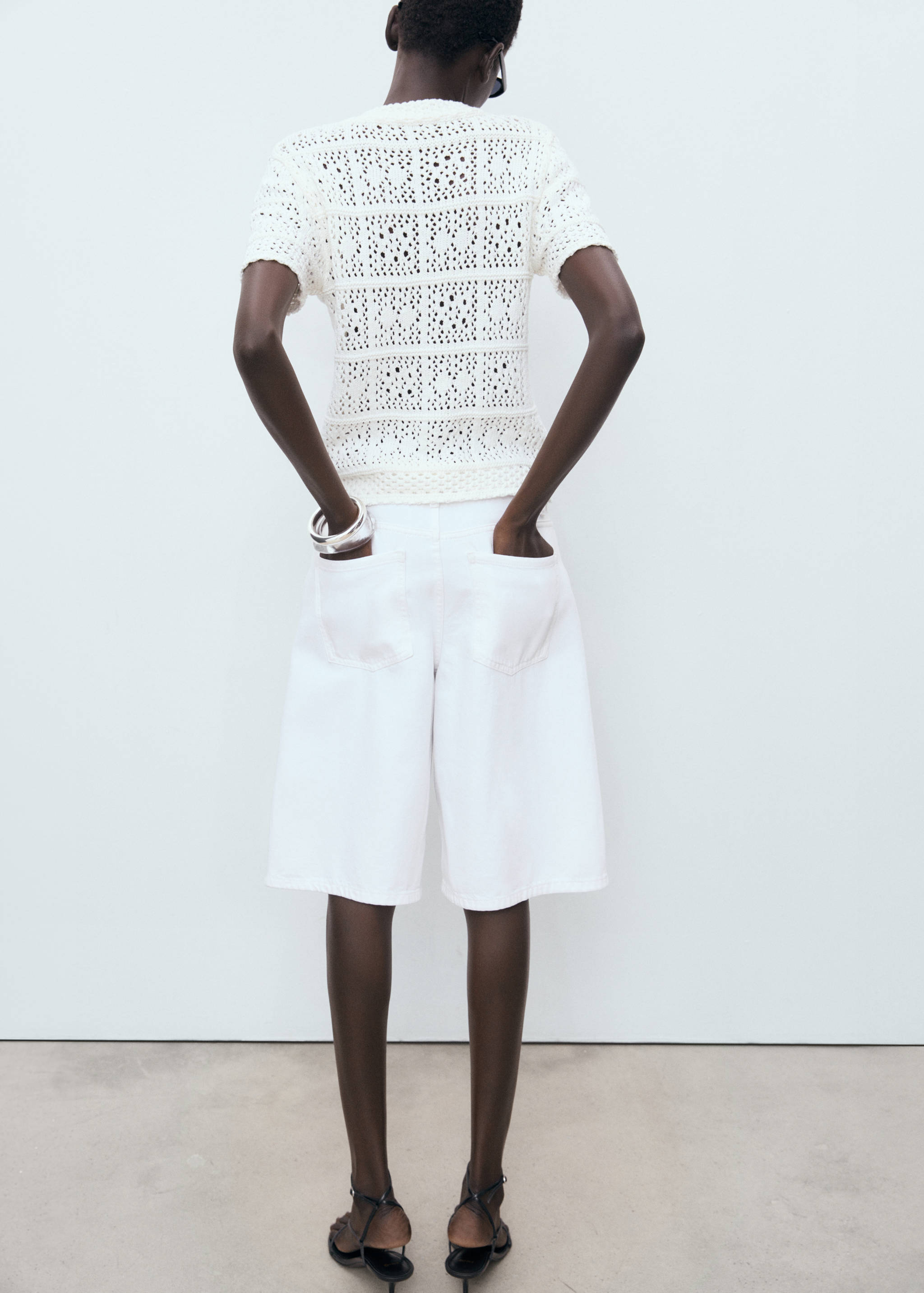 Cárdigan crochet manga corta - Reverso del artículo