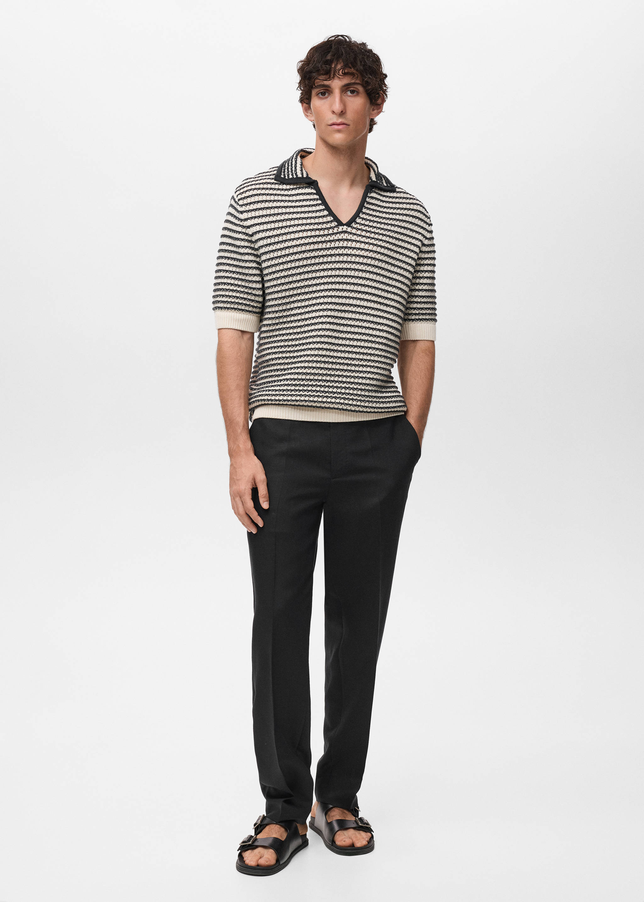 100% cotton polo shirt with striped structure - General plane