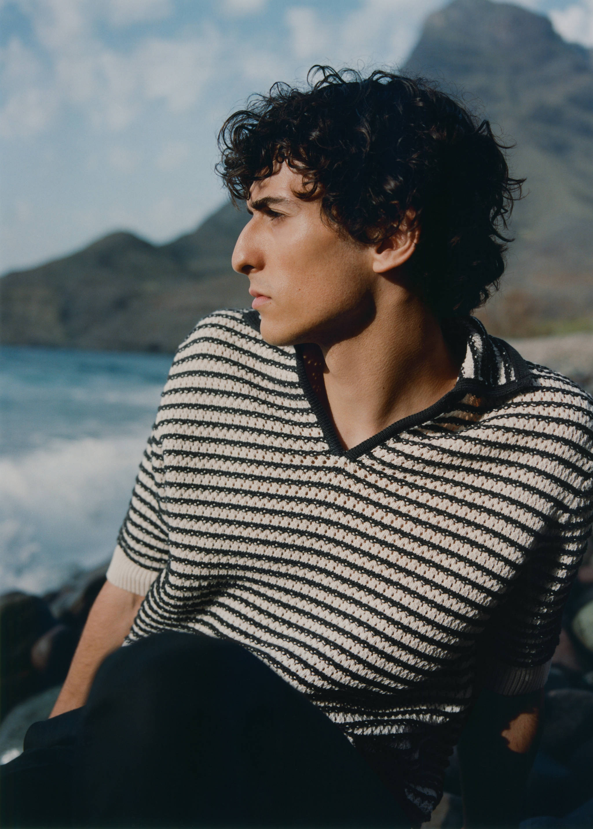 100% cotton polo shirt with striped structure - Details of the article 3