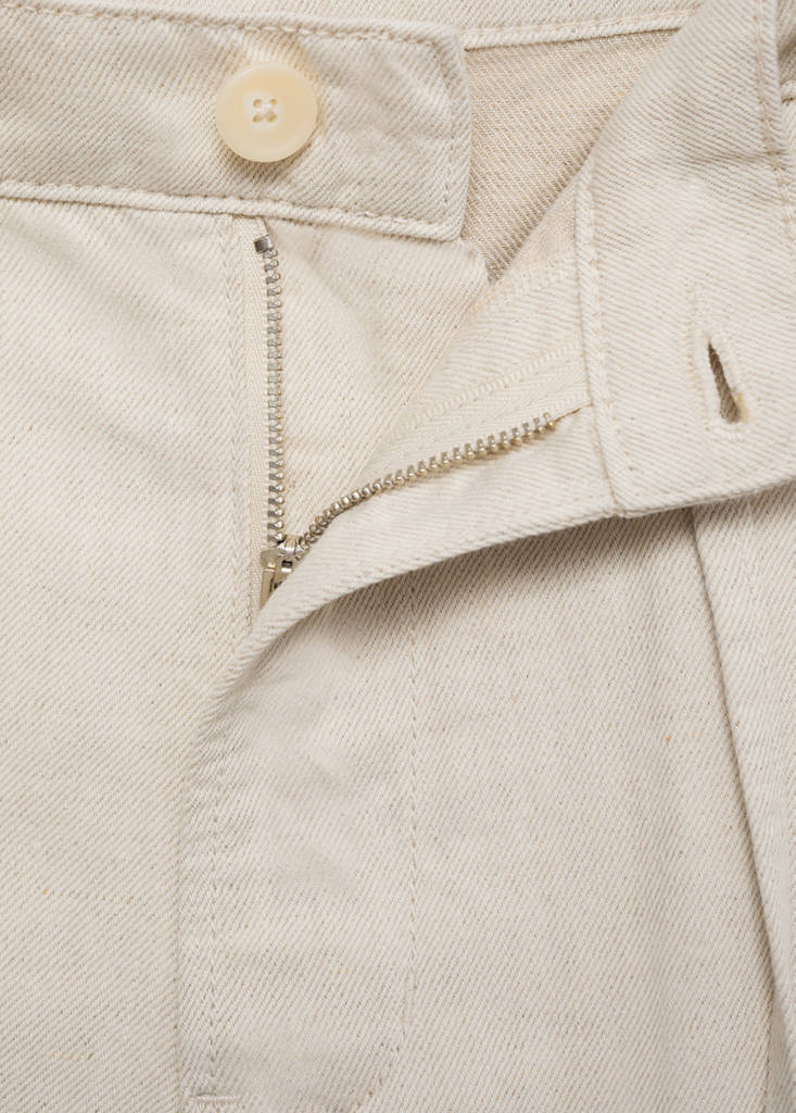 Linen-blend bermuda shorts with drawstring — Ecru