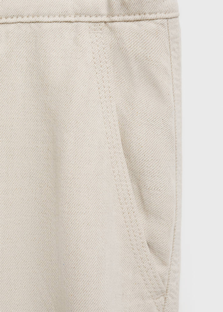 Linen-blend bermuda shorts with drawstring — Ecru