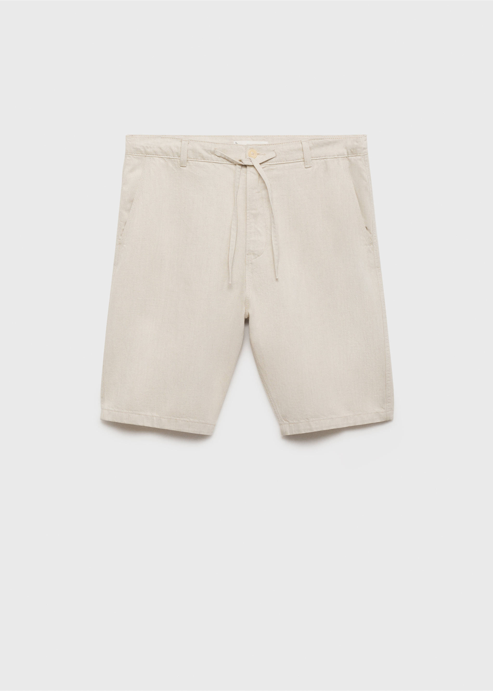 Linen-blend bermuda shorts with drawstring - Article without model, Ecru. Ref: 17032906-00.