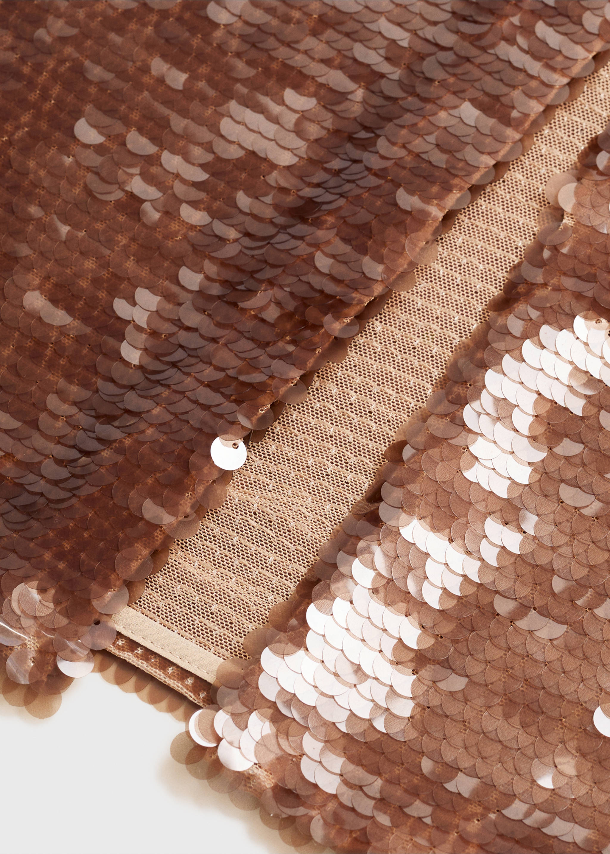 Jupe midi à paillettes - Détail de l'article 0, Marron. Ref: 17032909-00.