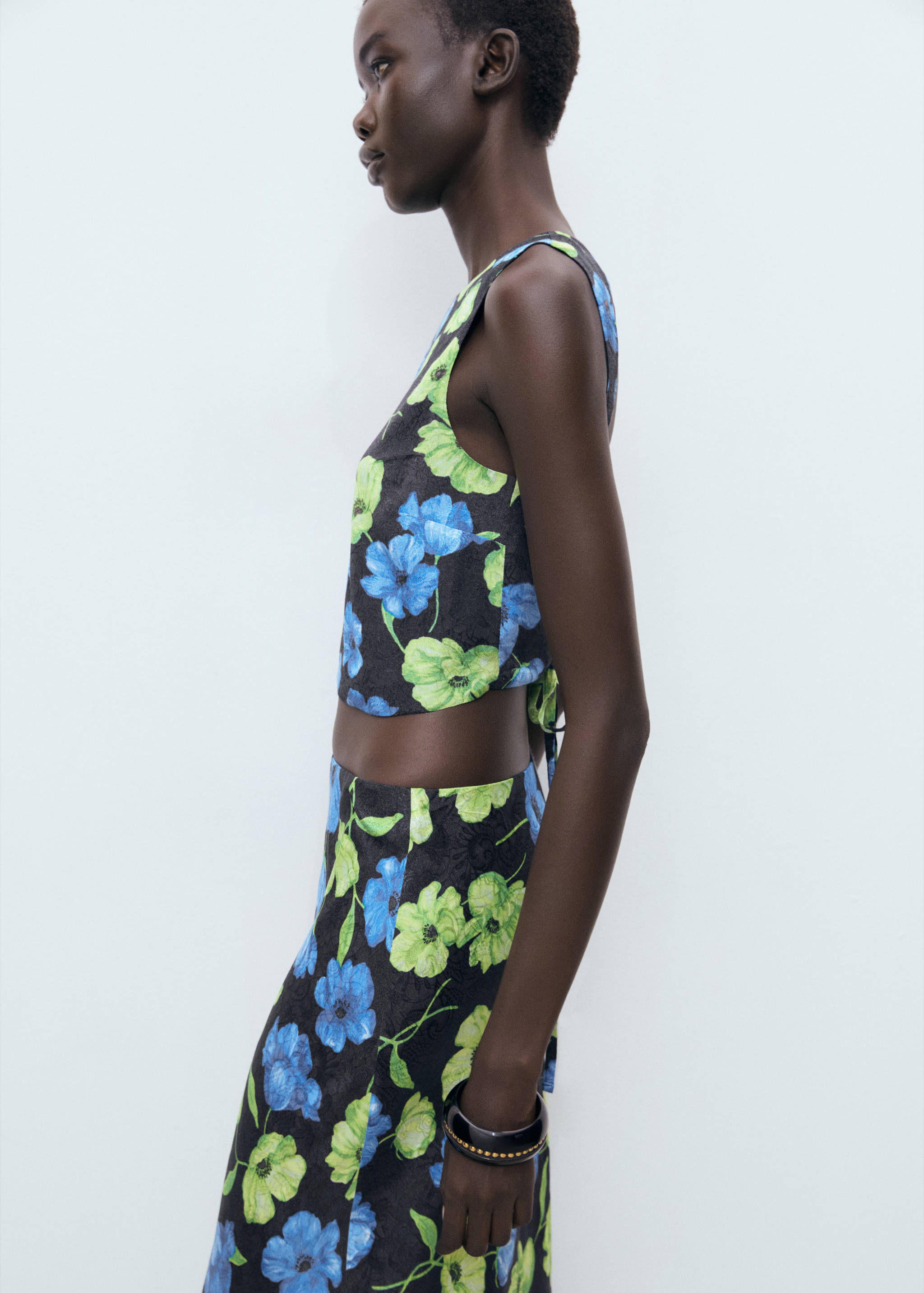 Floral-print long skirt - Details of the article 1