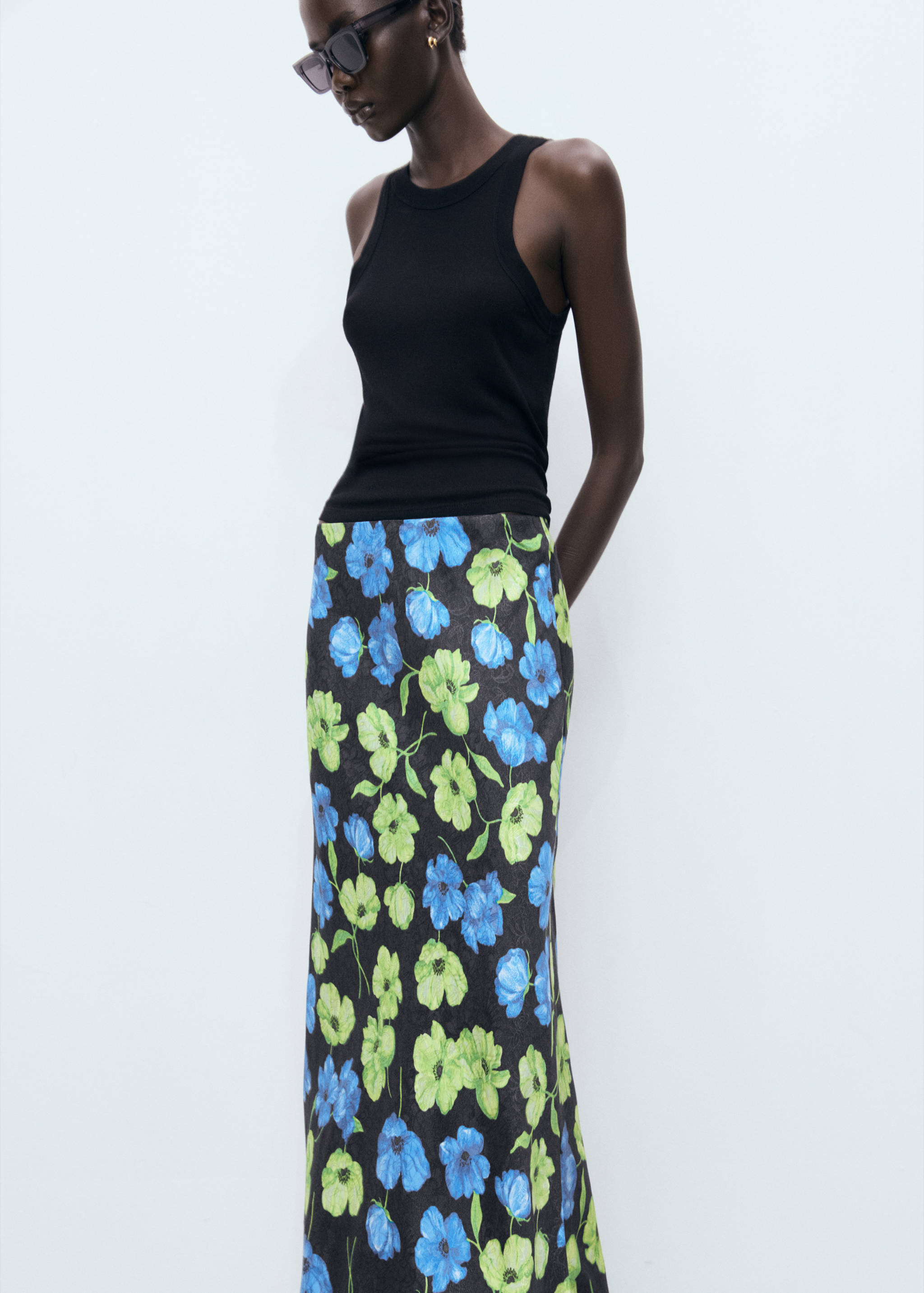 Floral-print long skirt - Details of the article 2