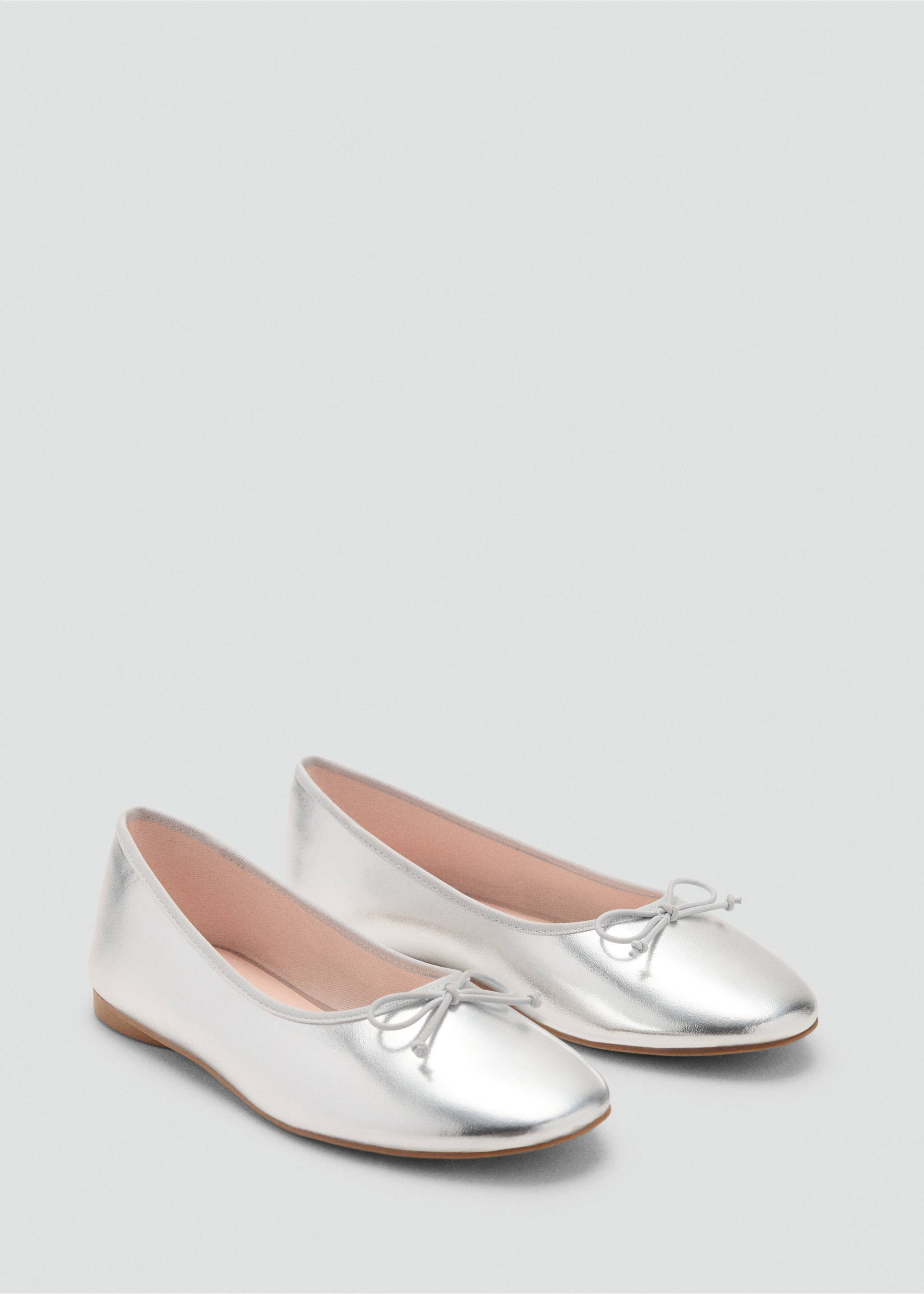 Metallic ballet flats with bow - Medium plane, Silver. Ref: 17032912-00.