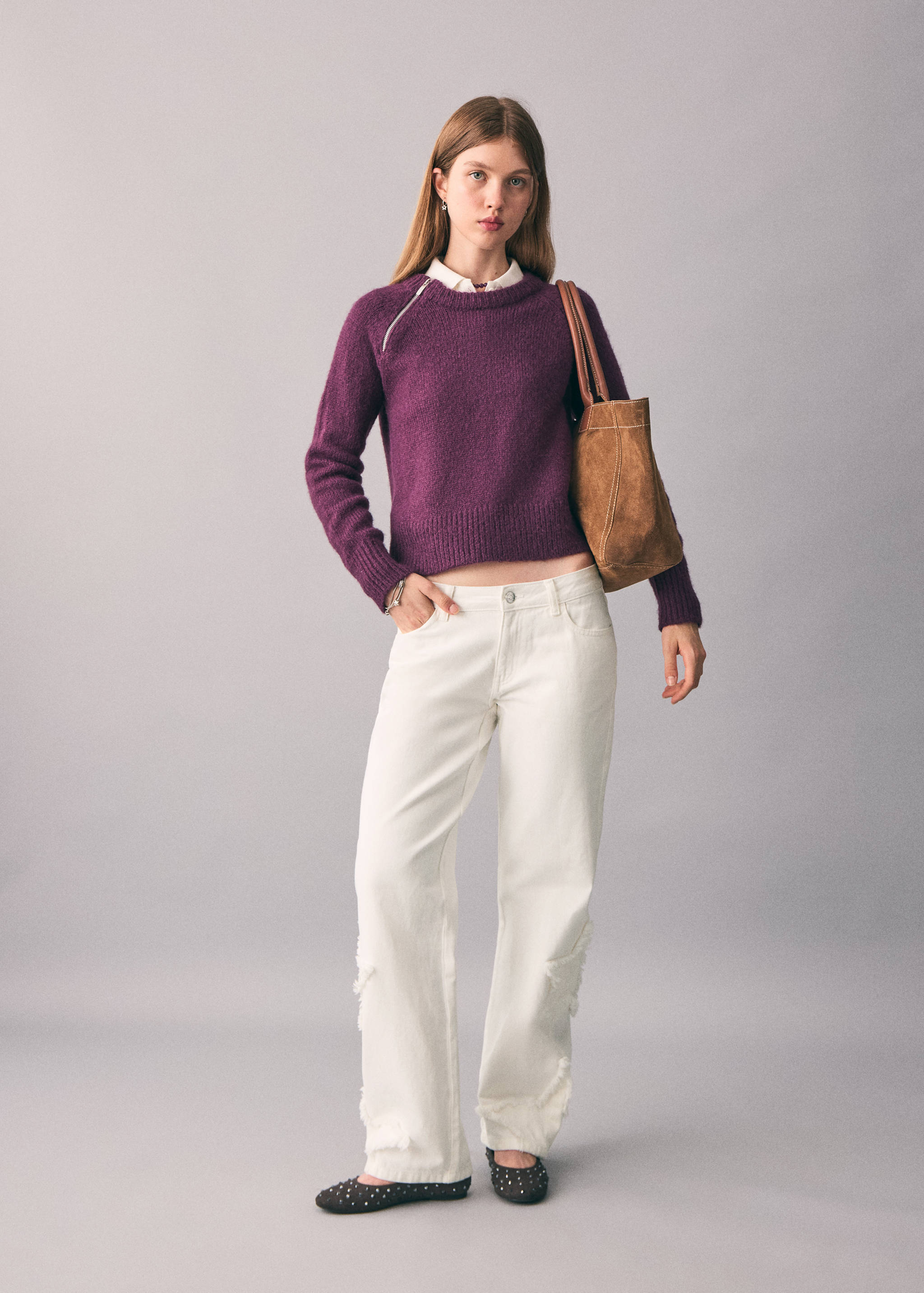 Jeans straight bordado estrellas - Plano general