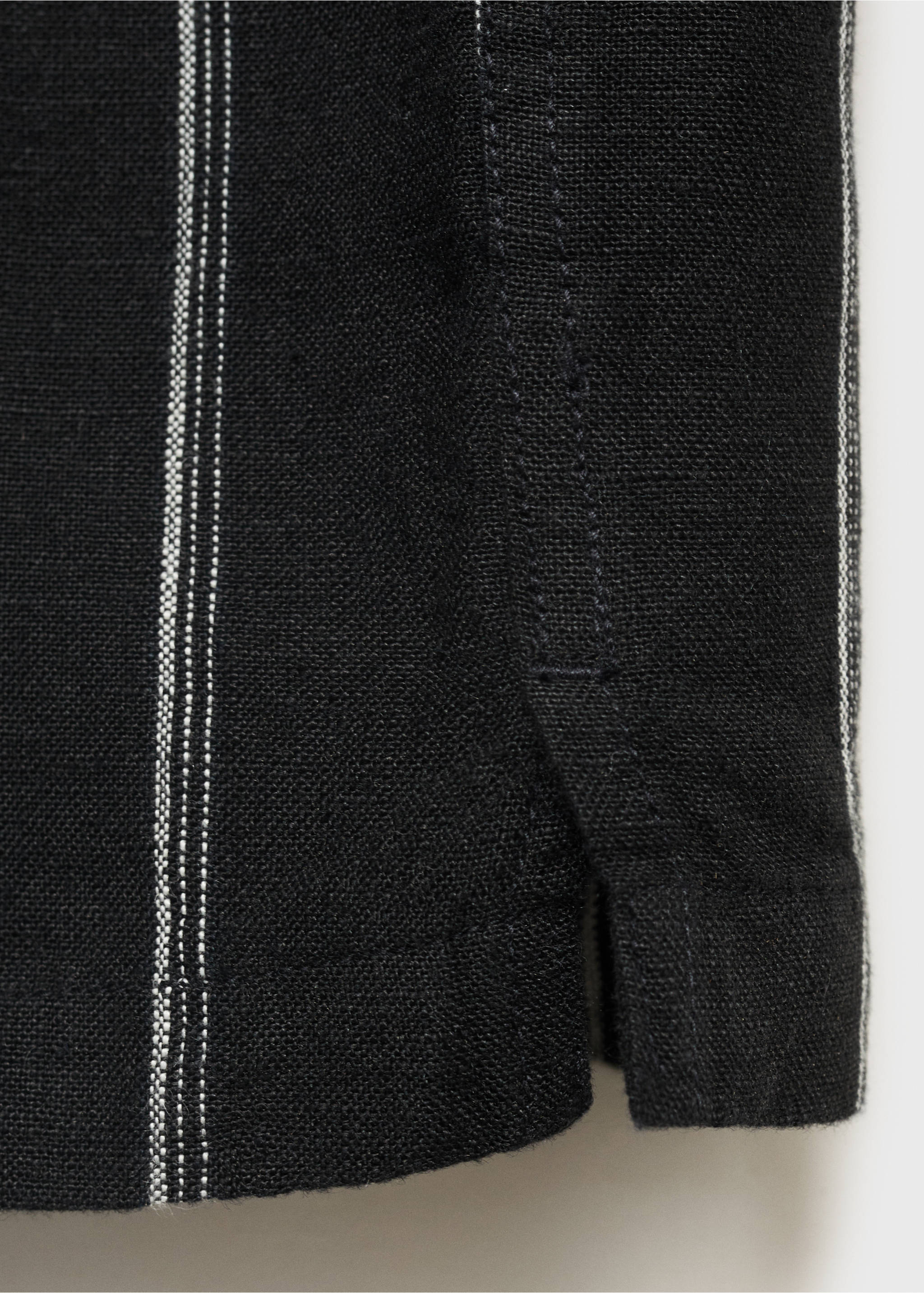 100% linen short-sleeve striped shirt - Details of the article 0, Black. Ref: 17032914-00.