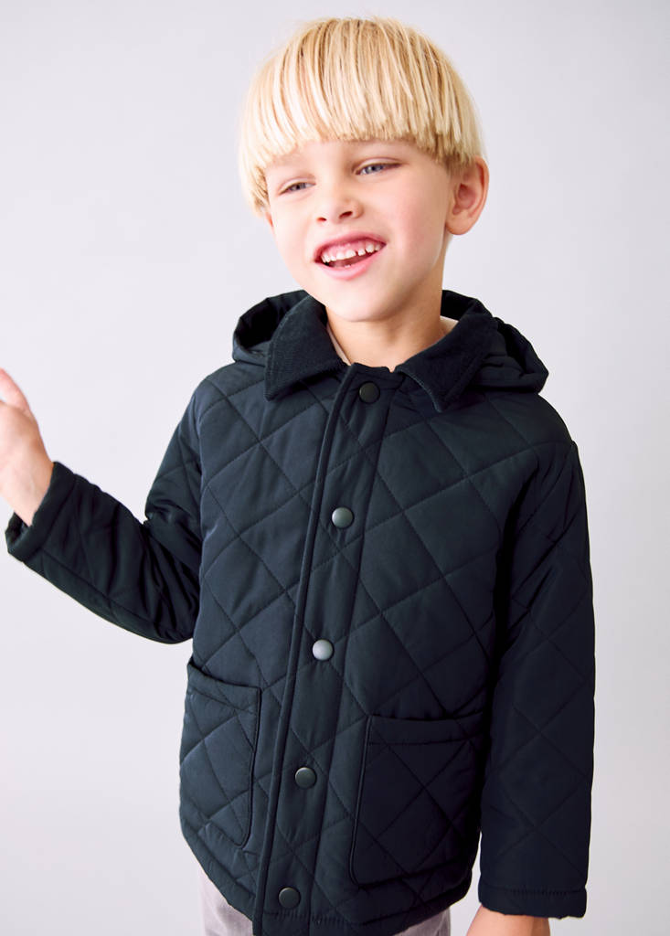 Quilted anorak with shirt collar — Navy