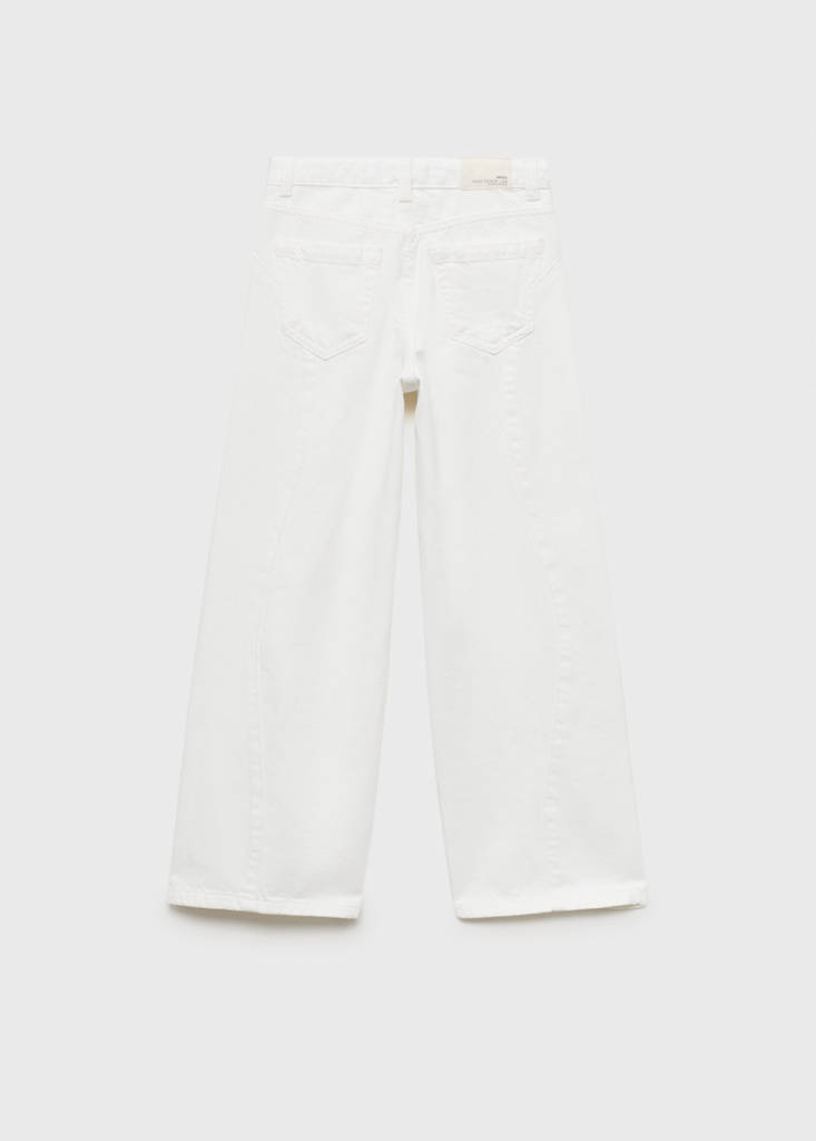 Wide-leg jeans with seam detail — White