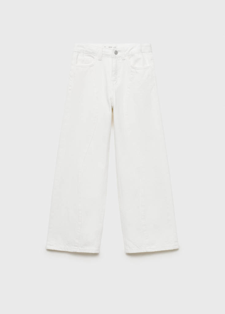 Wide-leg jeans with seam detail — White