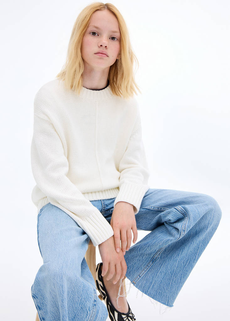 Long-sleeve knitted sweater — Off White