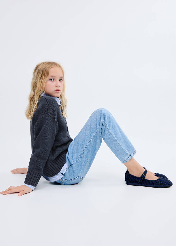 Long-sleeve knitted sweater — Navy