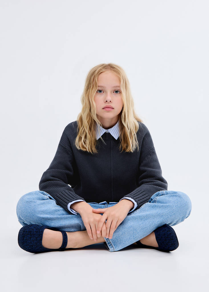 Long-sleeve knitted sweater — Navy