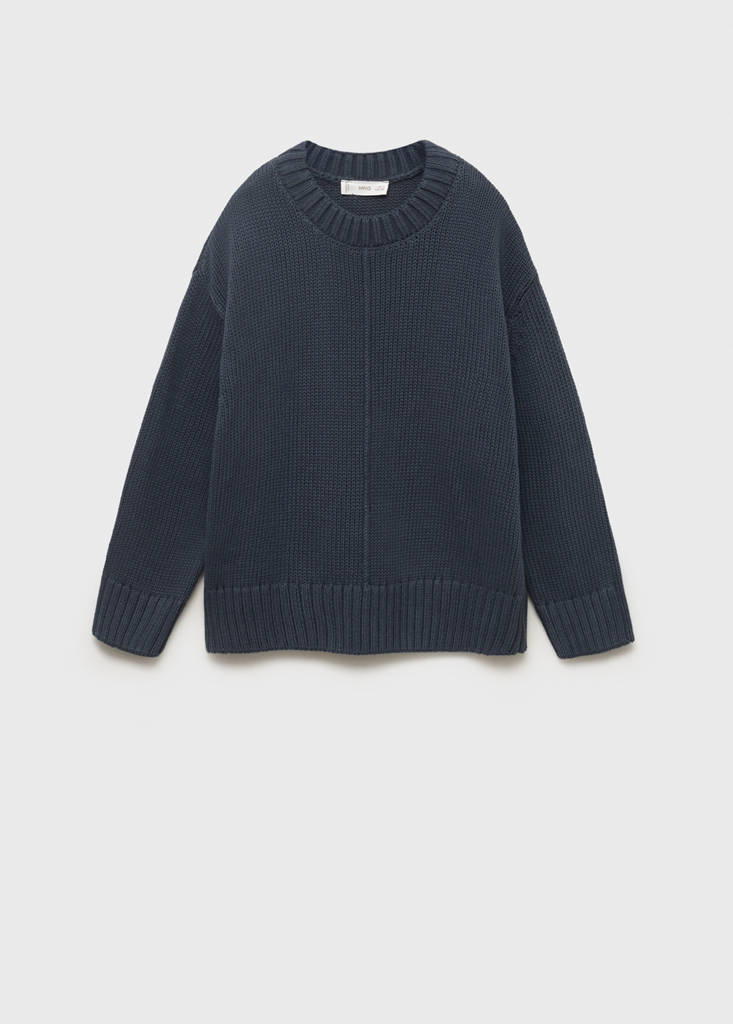 Long-sleeve knitted sweater — Navy