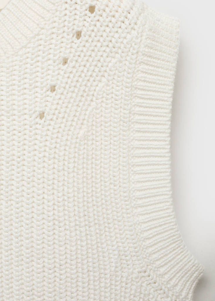 Knitted cotton gilet — Off White