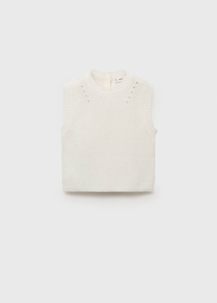 Knitted cotton gilet — Off White