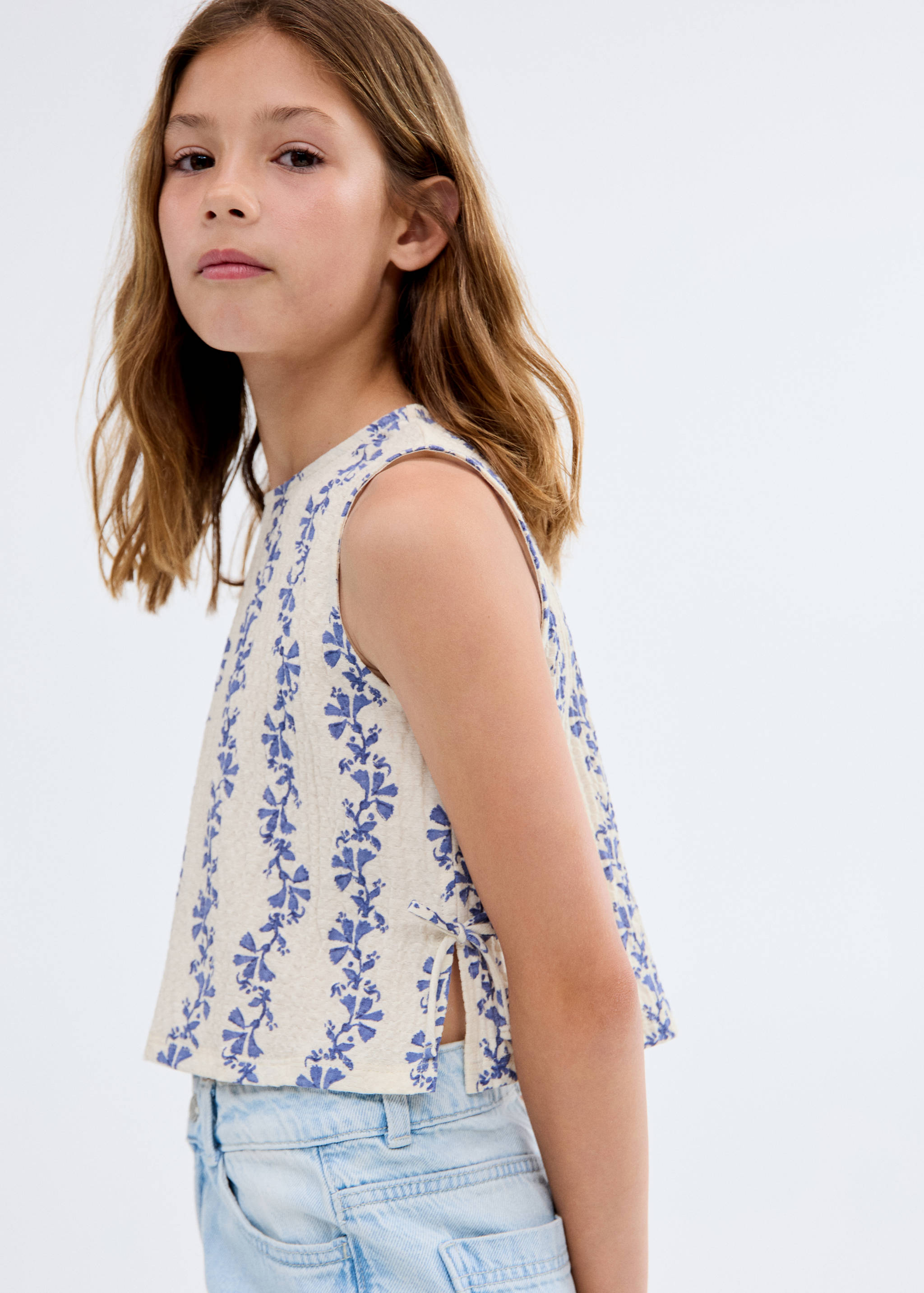 Printed bow blouse - Medium plane