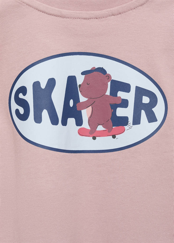 Printed cotton-blend T-shirt — Pale Pink
