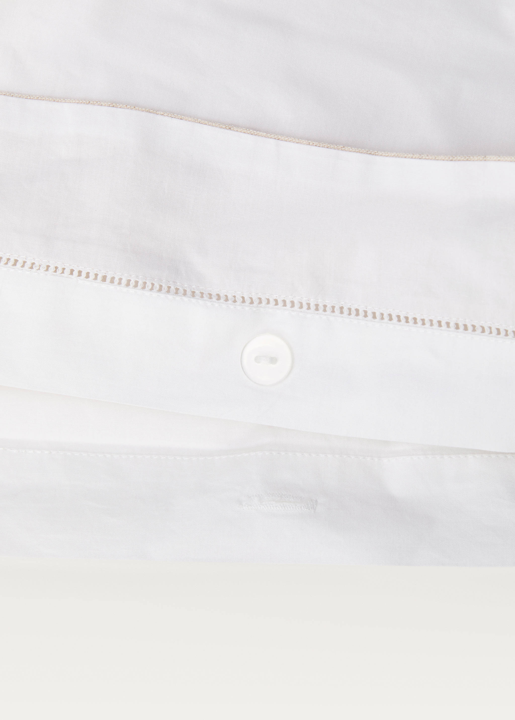 Percale cotton duvet cover with linen trim Queen bed - Details of the article 3