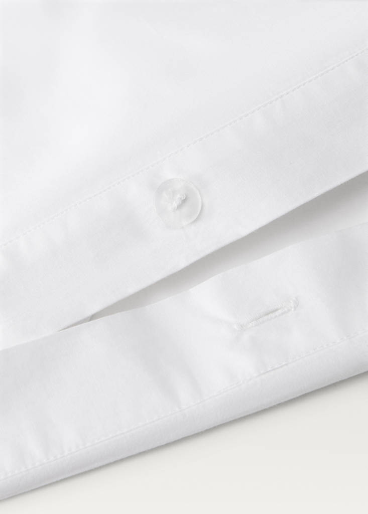 Percale cotton duvet cover with embroidered flowers for 90 cm bed — White