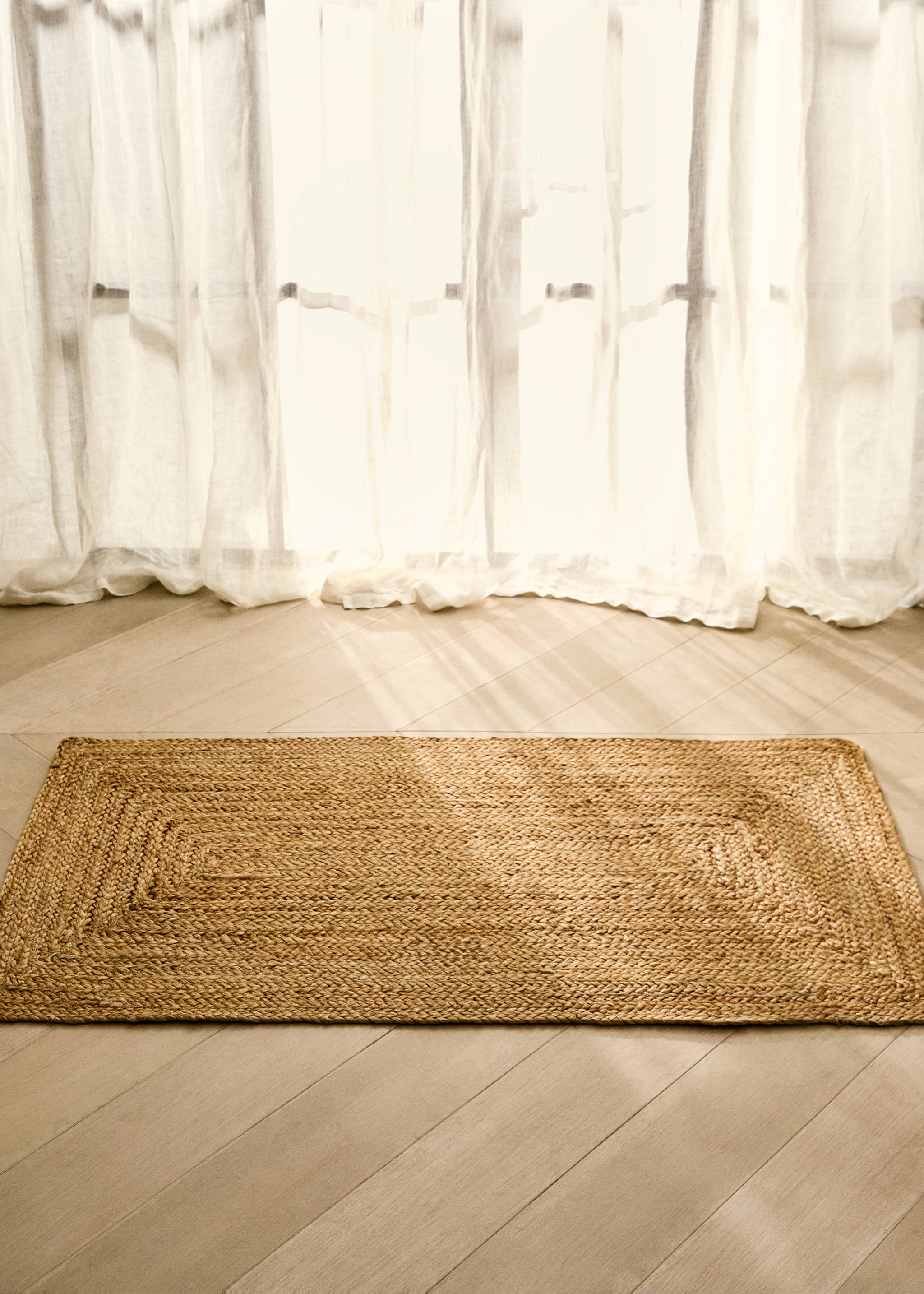Small woven natural fibre jute carpet - General plane, Beige. Ref: 17033330-00.