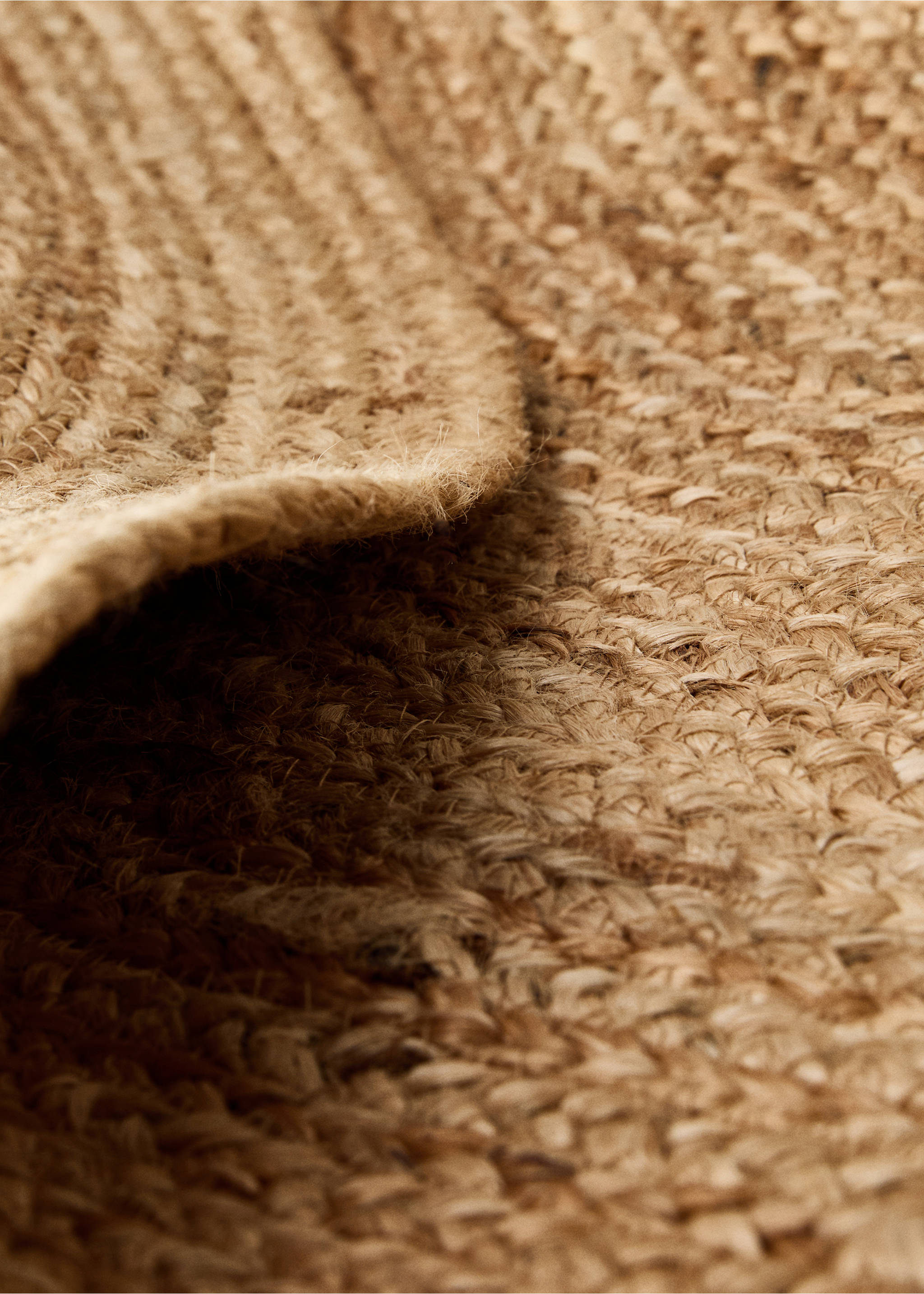 Medium woven natural fibre jute carpet - Details of the article 1, Beige. Ref: 17033331-00.