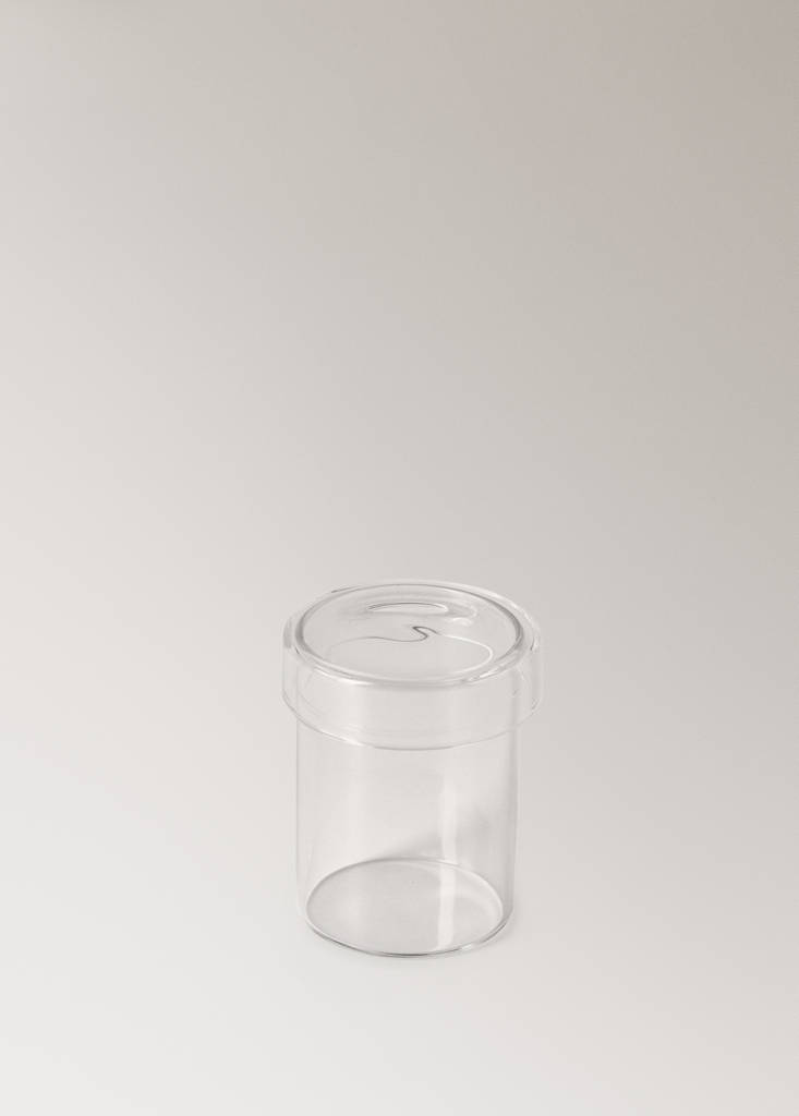 Small borosilicate bathroom jar with lid — Ice Grey