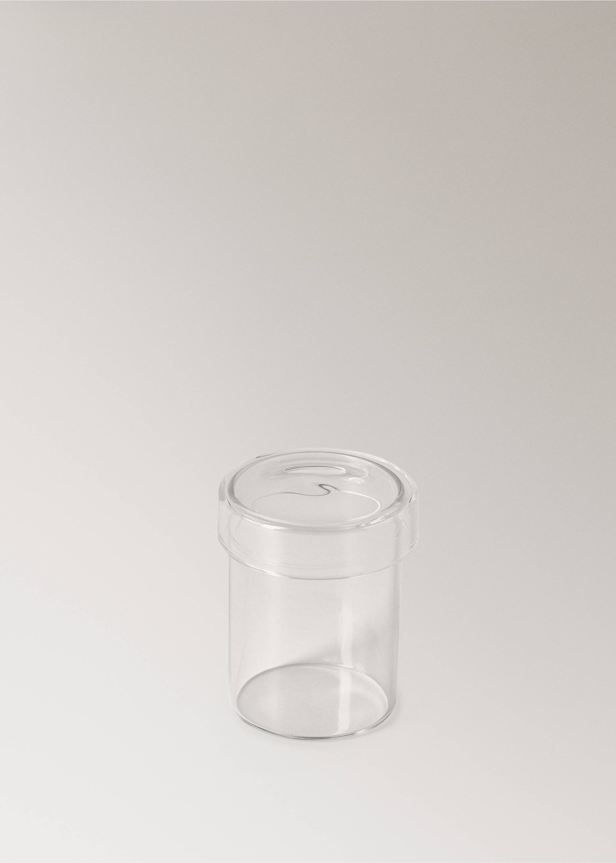 Kleiner Borosilikat-Badebehälter mit Deckel - Detail des Artikels 1, Eisgrau. Ref: 17033798-00.