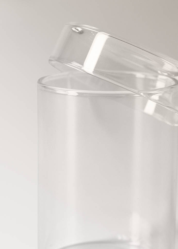 Small borosilicate bathroom jar with lid — Ice Grey