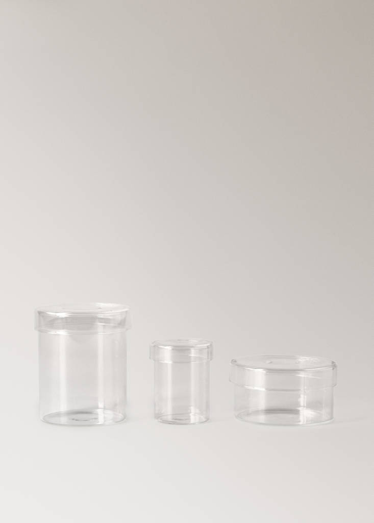 Small borosilicate bathroom jar with lid — Ice Grey