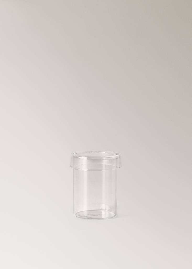 Small borosilicate bathroom jar with lid — Ice Grey