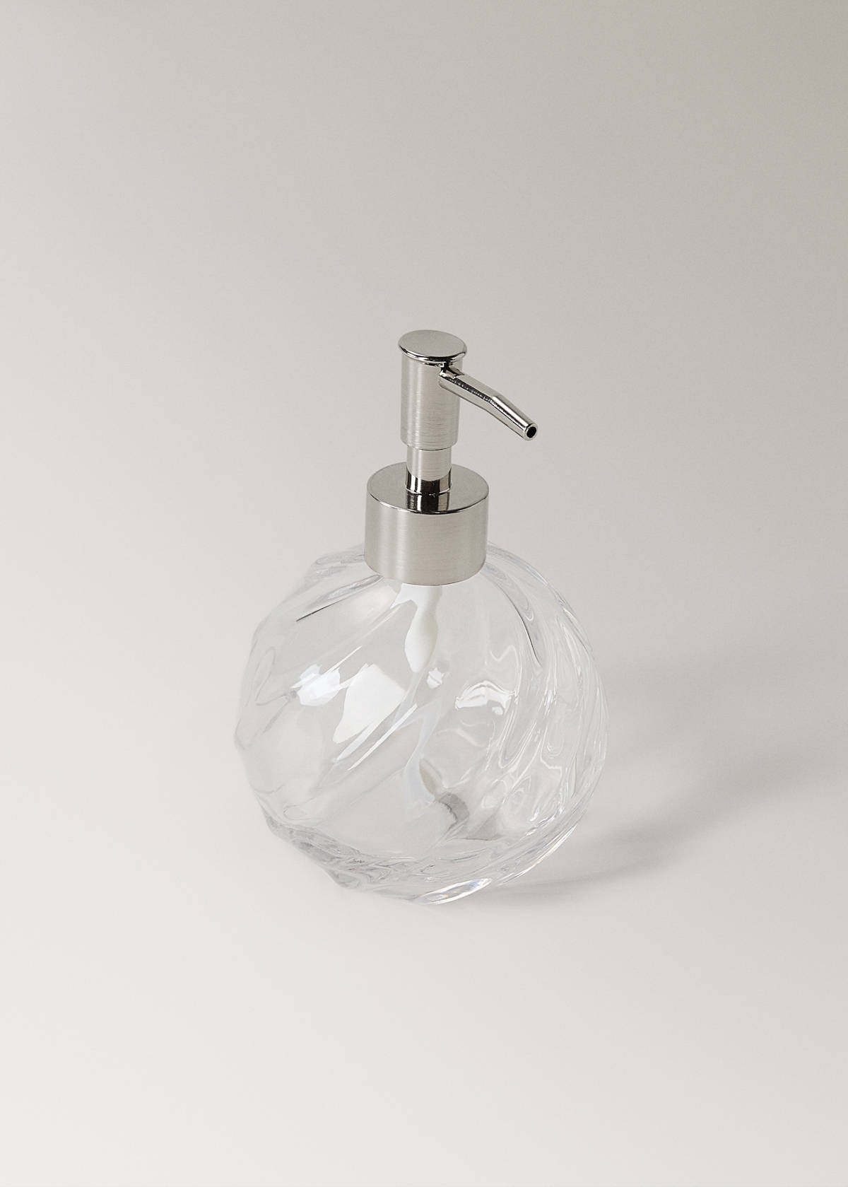 Glass soap dispenser with wave pattern — Ice Grey