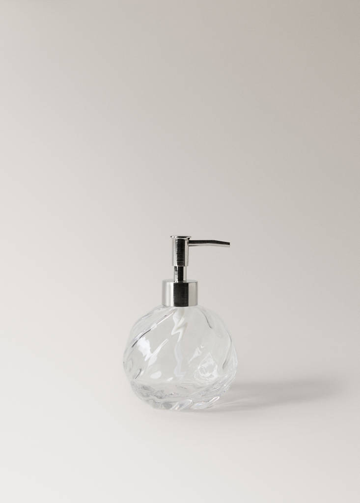 Glass soap dispenser with wave pattern — Ice Grey