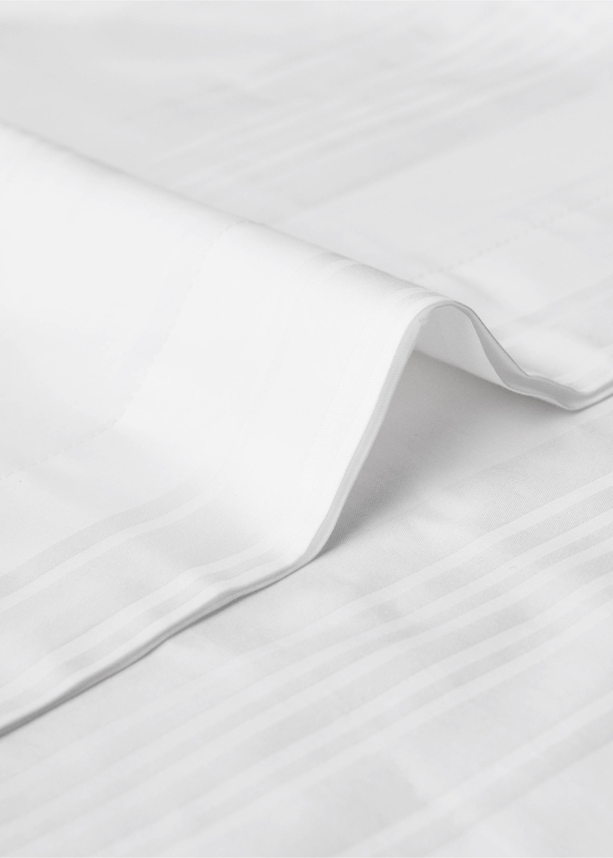 Cotton sateen 300 thread count striped pillowcase 45x110 cm - Details of the article 2, White. Ref: 17033808-00.