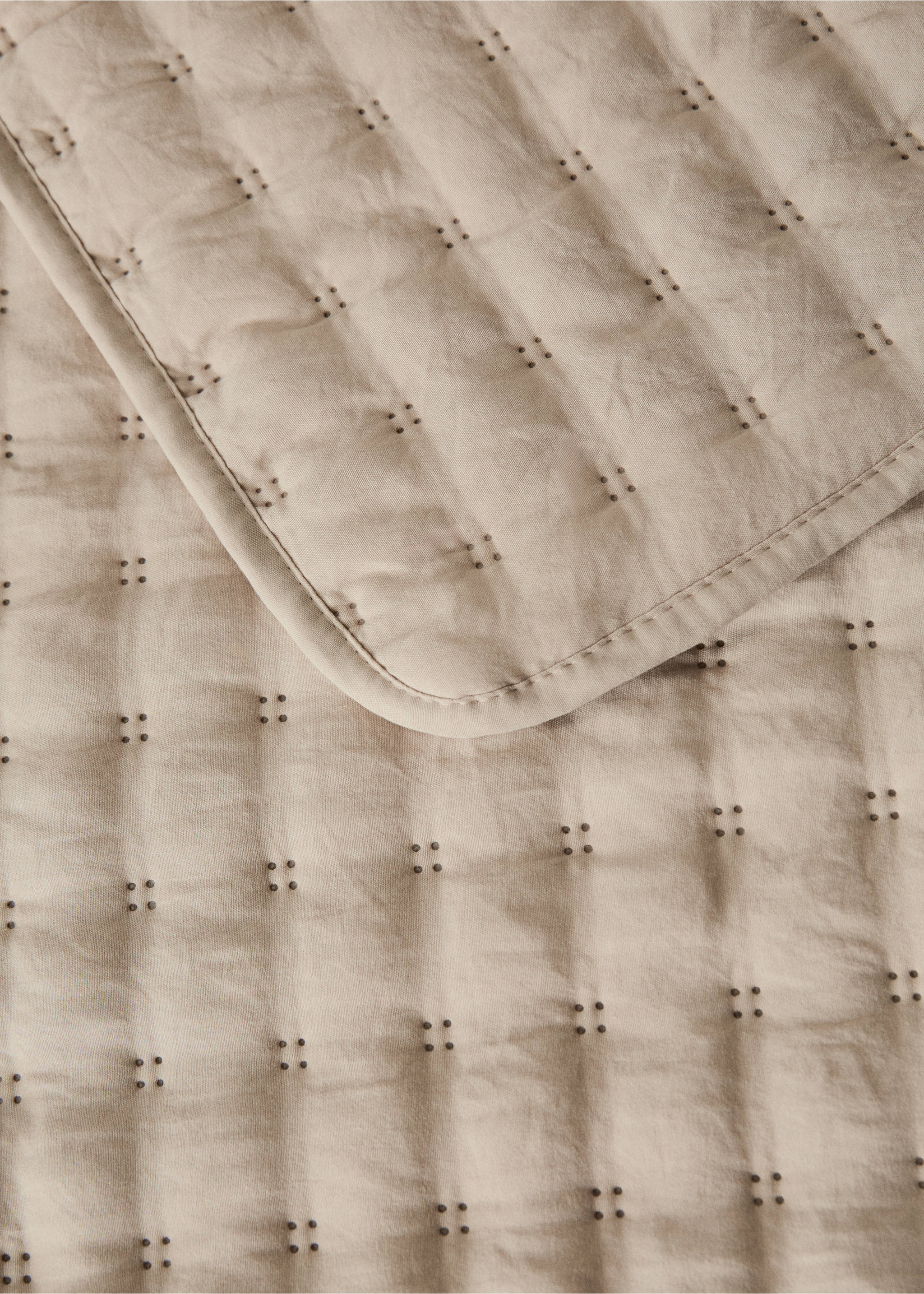 Micro-fibre bedspread for 180/200 cm bed - Details of the article 1, Beige. Ref: 17033811-00.