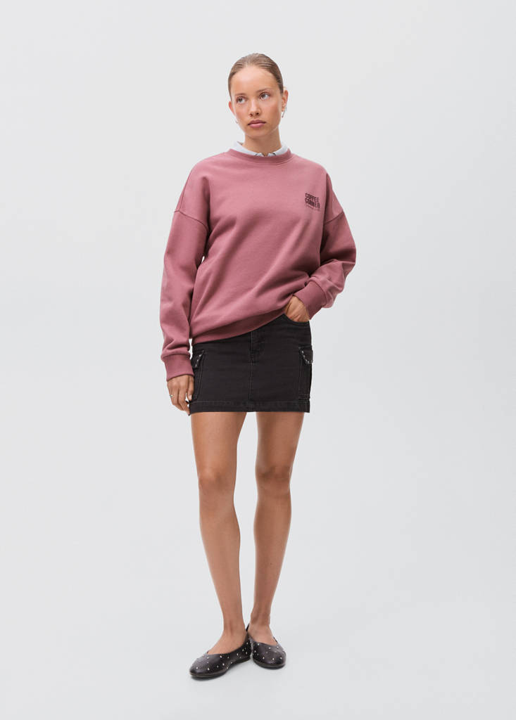 Printed cotton sweatshirt — Pastel Pink