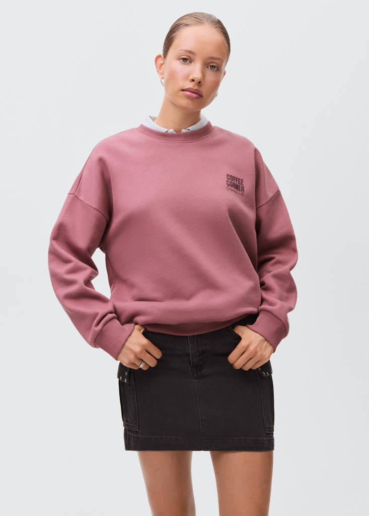 Printed cotton sweatshirt — Pastel Pink