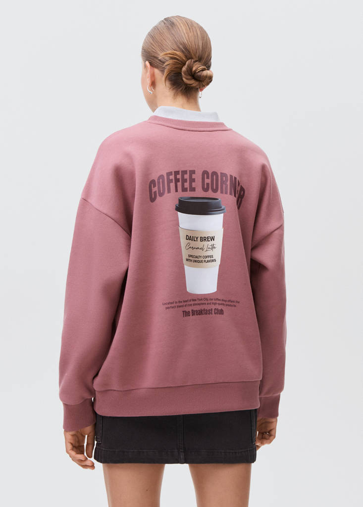 Printed cotton sweatshirt — Pastel Pink