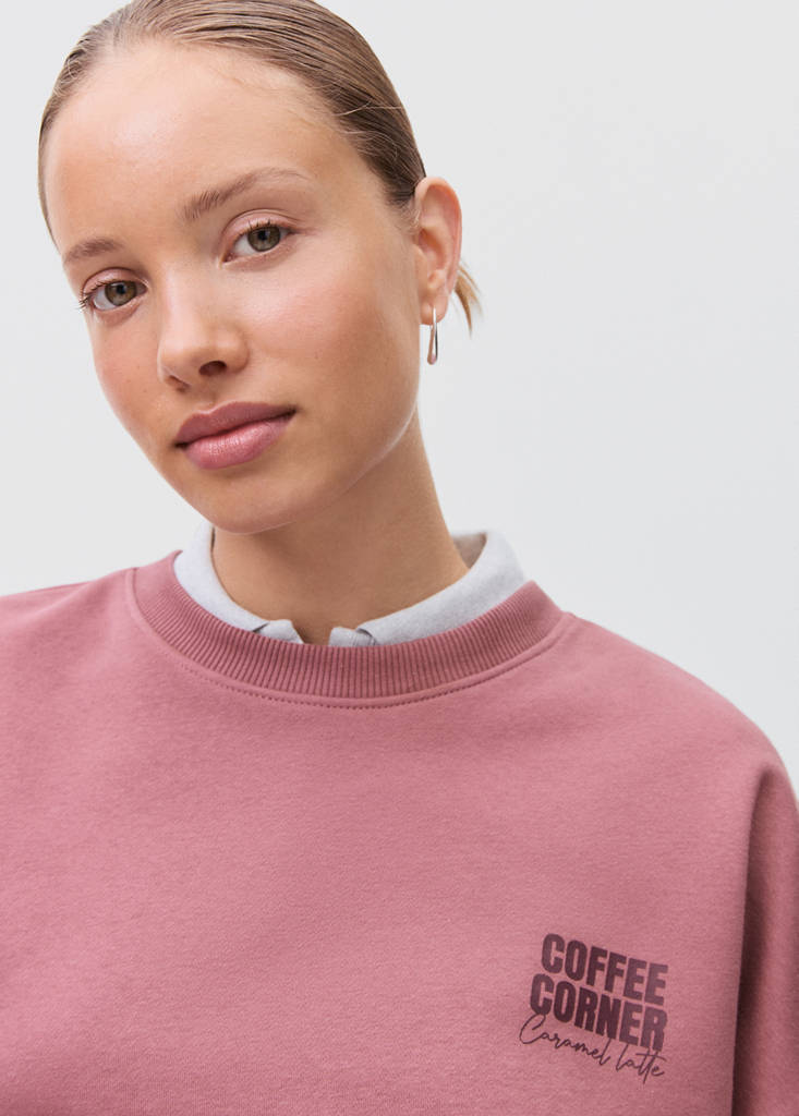 Printed cotton sweatshirt — Pastel Pink