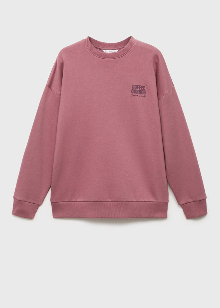 Printed cotton sweatshirt — Pastel Pink